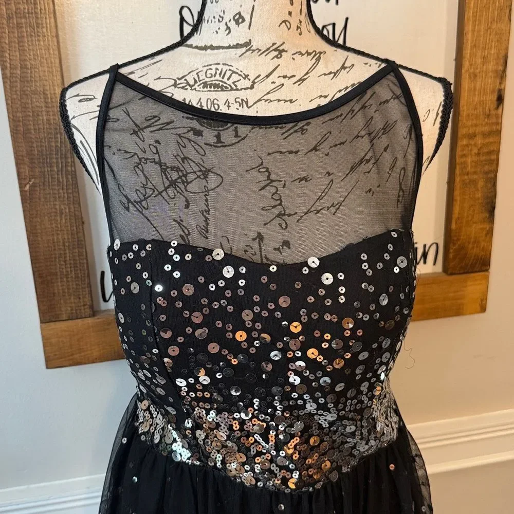 Emerald Sundae Black and Silver Sequin Mini Dress
